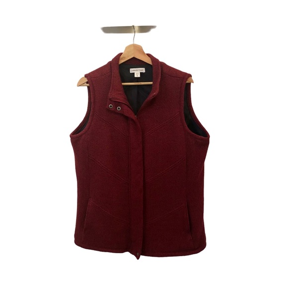 COLDWATER CREEK Red and Black Zip Front Vest - Picture 1 of 9
